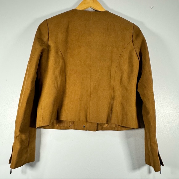 Vince Camuto Brown Faux Suede Cropped Zip Jacket Women's Size XS - Picture 6 of 10